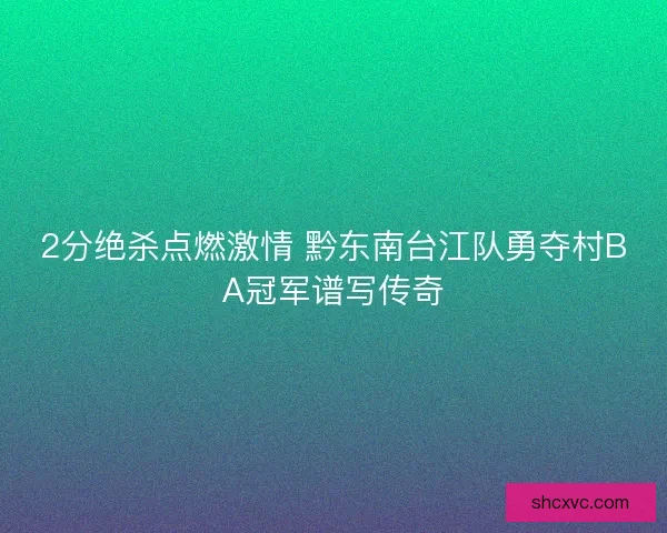 2分绝杀点燃激情 黔东南台江队勇夺村BA冠军谱写传奇