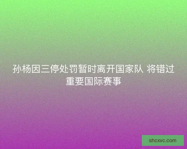 孙杨因三停处罚暂时离开国家队 将错过重要国际赛事