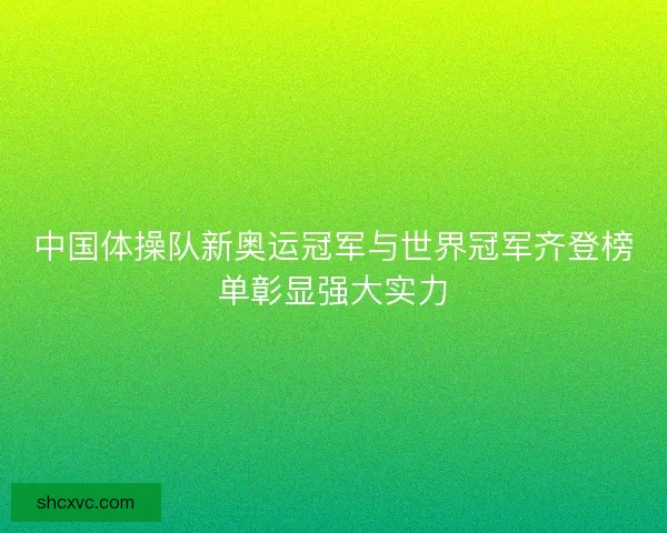 中国体操队新奥运冠军与世界冠军齐登榜单彰显强大实力 中国体操队新奥运冠军与世界冠军齐登榜单彰显强大实力