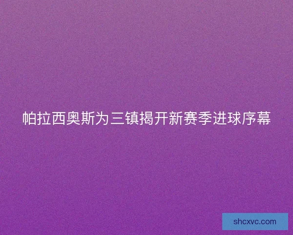 帕拉西奥斯为三镇揭开新赛季进球序幕 帕拉西奥斯为三镇揭开新赛季进球序幕